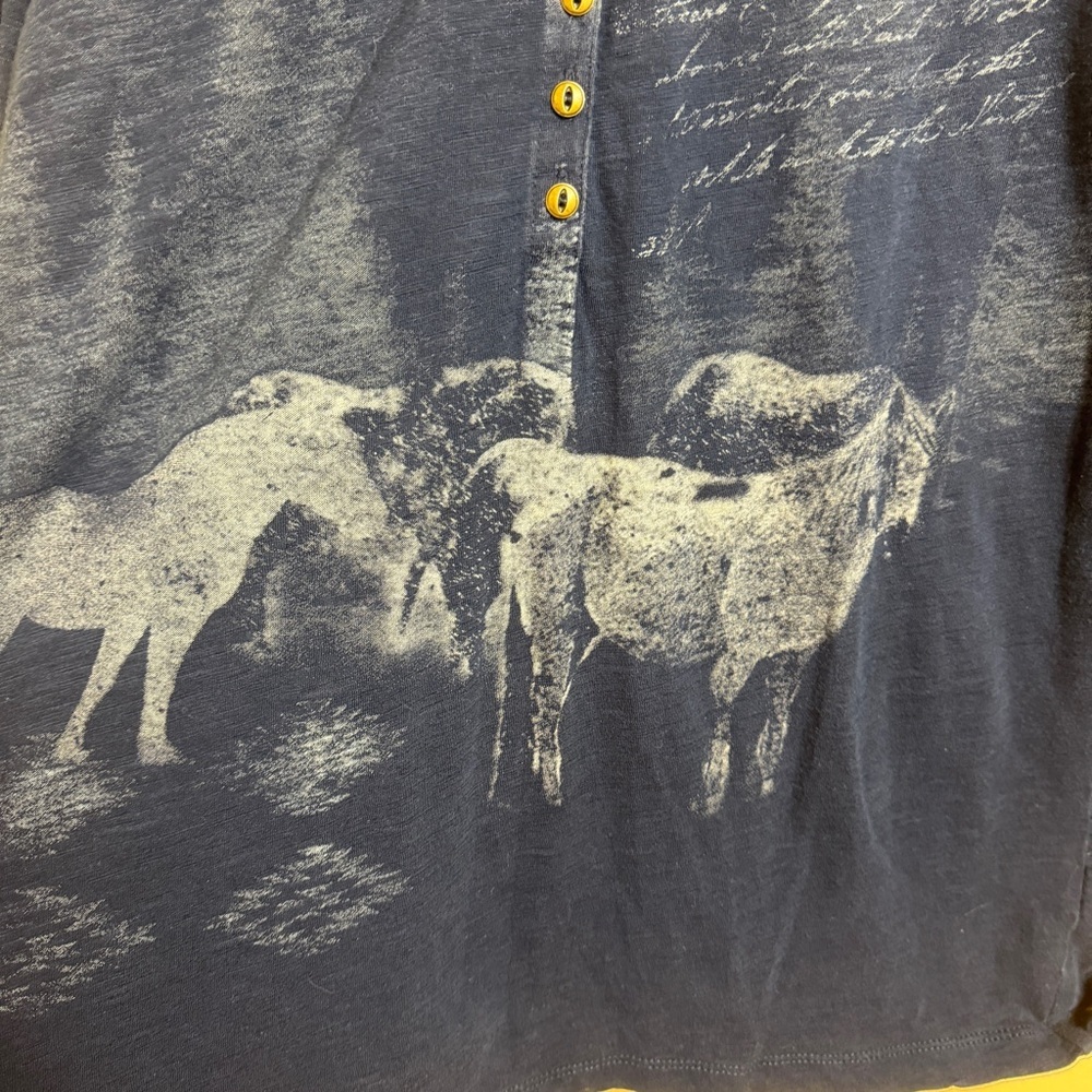 Vintage Lauren, Ralph Lauren blue long sleeve horse, Henley. XL. - Picture 6 of 7